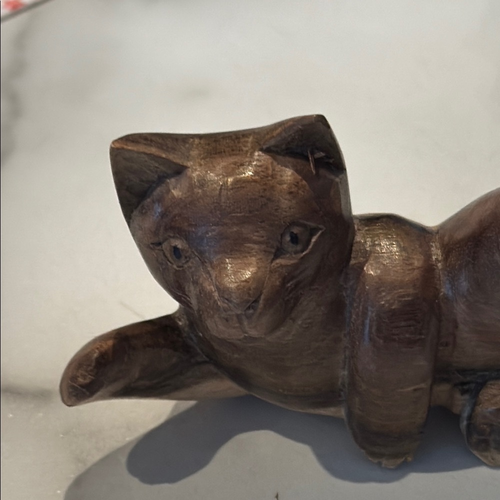 Handcrafted Brown Cat Figurine - Picture 6 of 6